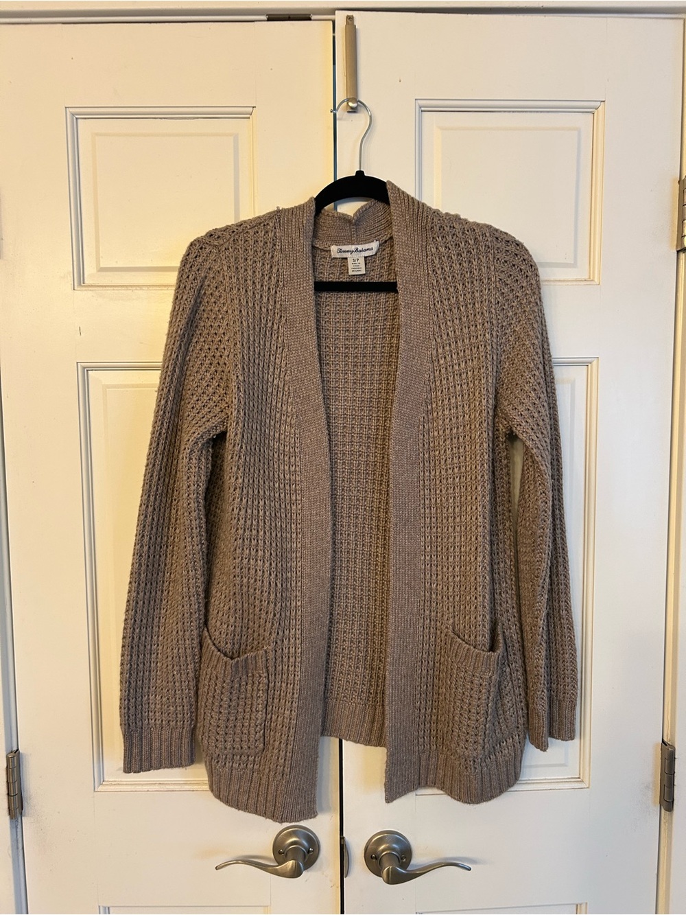 Tommy Bahama Taupe Knit Cardigan small polyester cotton wool